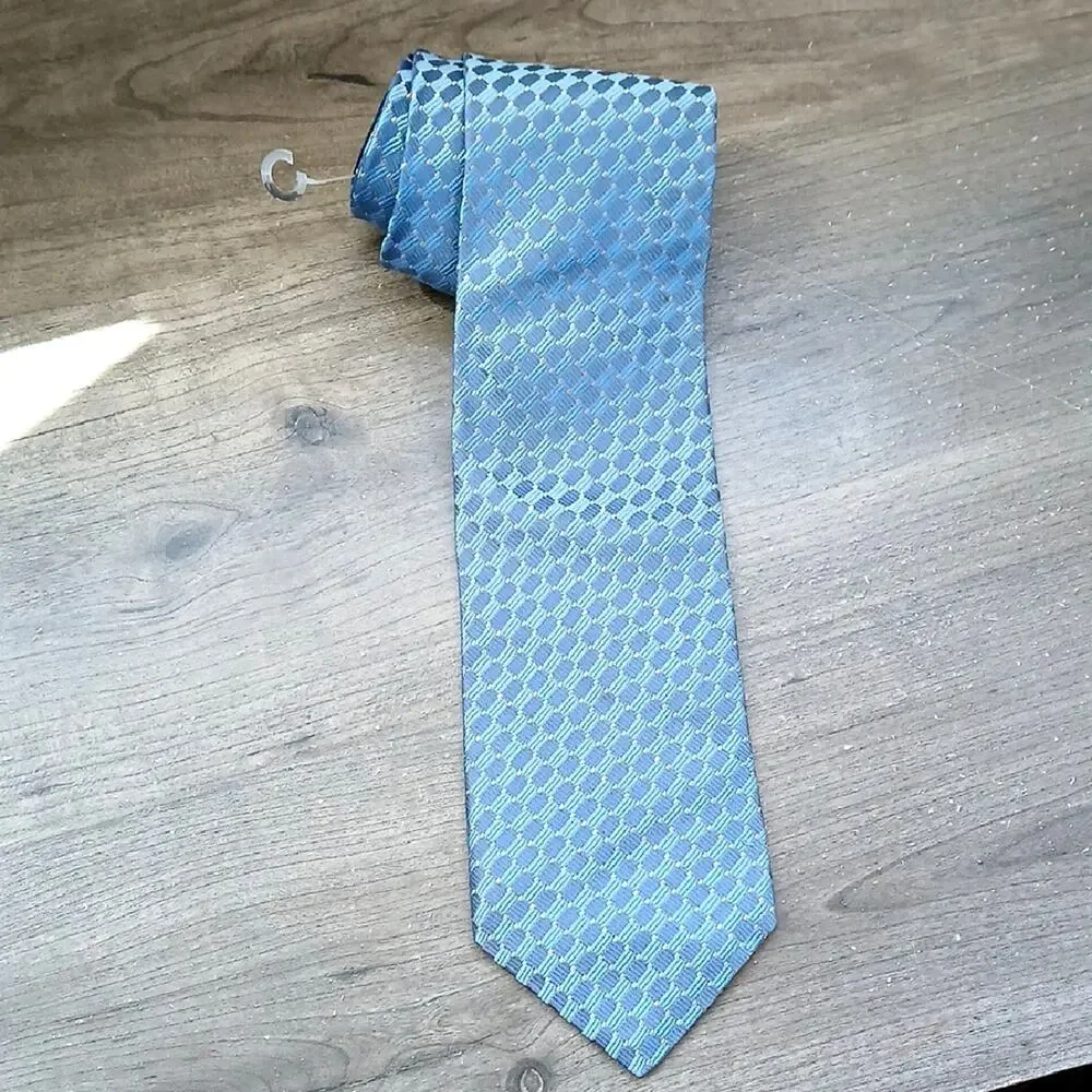 Tommy Hilfiger Blue Silk Tie Square Pattern